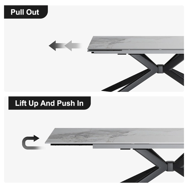 110.24 Extendable Rectangular Sintered Stone Dining Table - 78.74 to 110.24