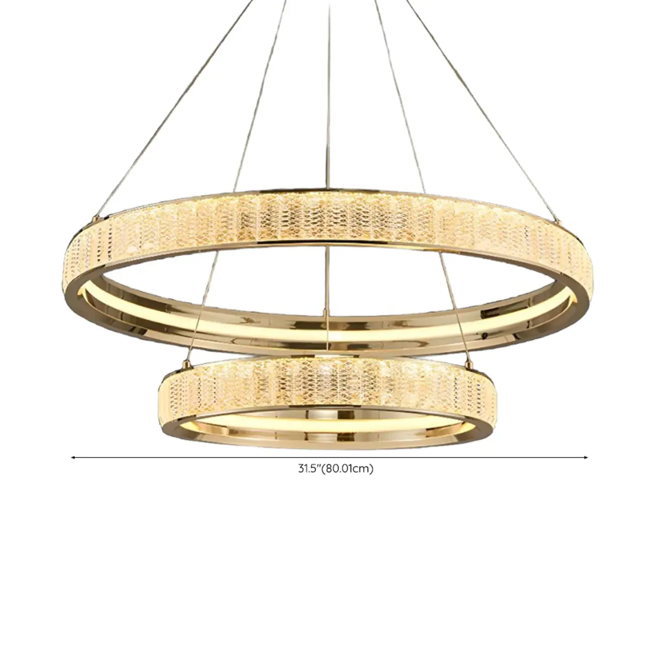 Luxury Gold Ring Crystal Elegant LED Chandelier