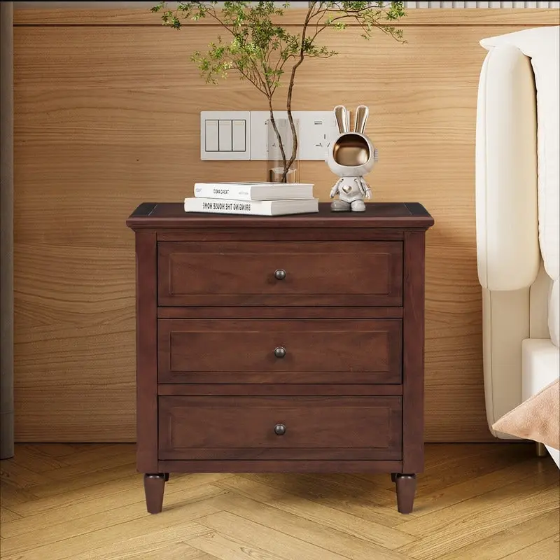 3-Drawer Wooden Nightstand