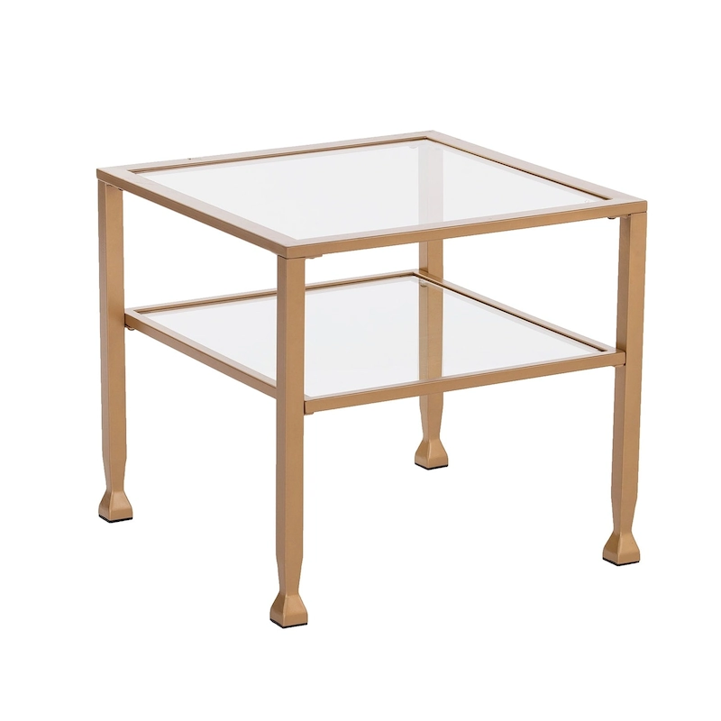 SEI Furniture Jaymes Gold & Metal Glass Top Cocktail Table