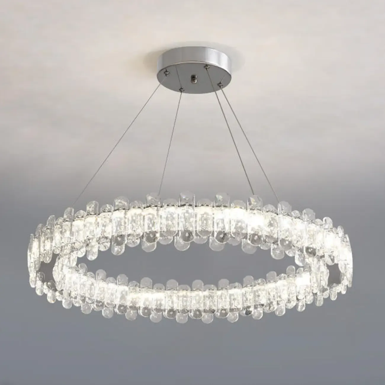 Gold Crystal Circular Glass Beads Modern Chandelier