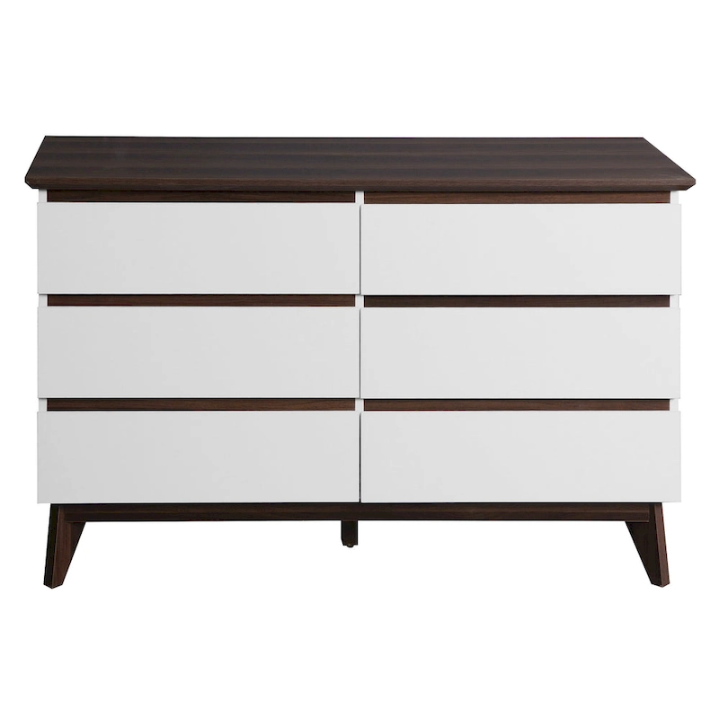 6-Drawer White Wood Dresser
