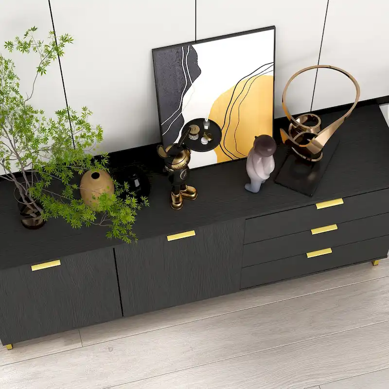 Timechee Mid-century Modern Dresser with Gold Legs