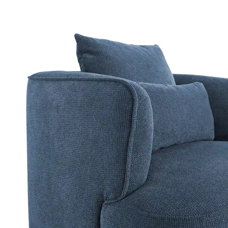 LUE BONA 2 Set Swivel Accent Armchair Fabric Blend, Modern Barrel Living Room Sofa Chair - 32.7  W x 32.7  D x 26.8  H