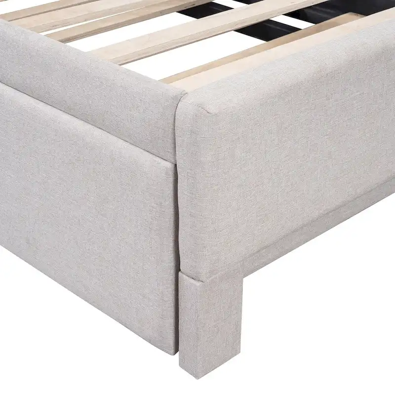 L-Shaped Upholstered Daybed with Pop Up Trundle
