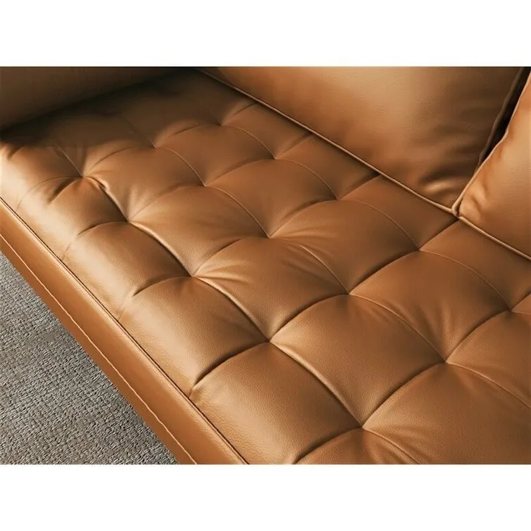 70-Inch Faux Leather Tufted Sofa