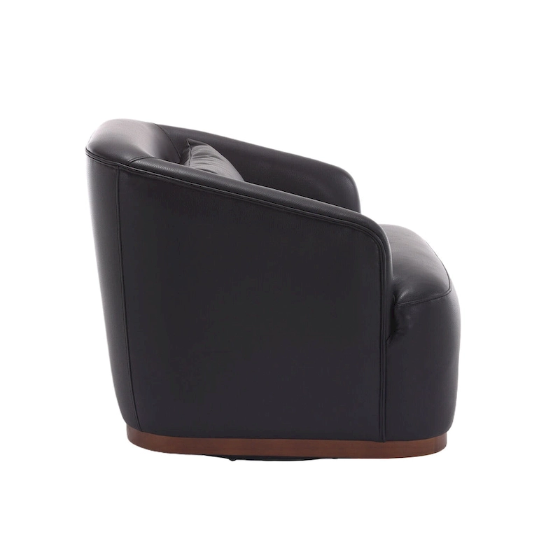 Black PU 31.5 Swivel Barrel Chair with Metal Base