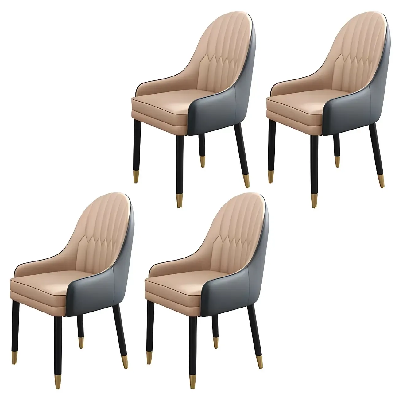Modern Leather Upholstered Dining Chair with Arms