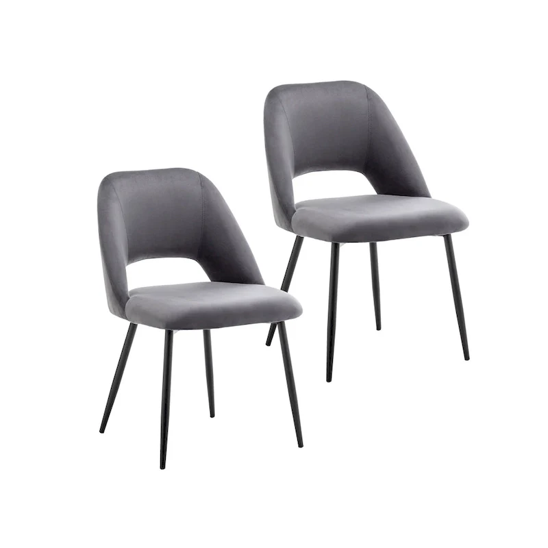 Velvet Dining Chairs with Steel Legs, Set of 2
