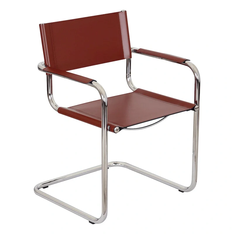 Cantilever Armchair Arm Chair w/ Chrome Frame (Various Bonded Leather Colors)