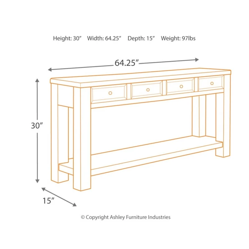 Signature Design by Ashley Gavelston Black Sofa Table
