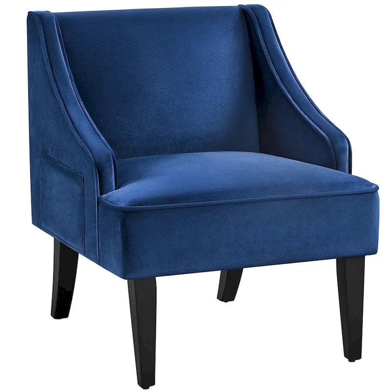 Yaheetech Modern Velvet Fabric Accent Chair with Rubber wood Legs