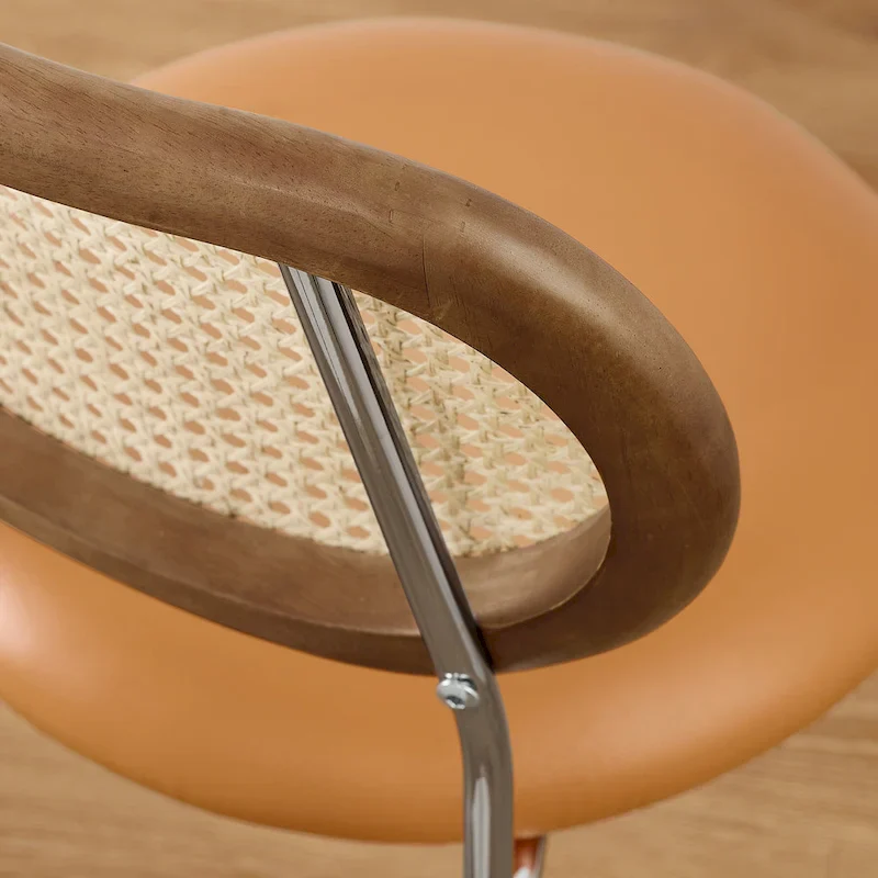 Cane Back Faux Leather Upholstered Dining Chair (Set of 2)