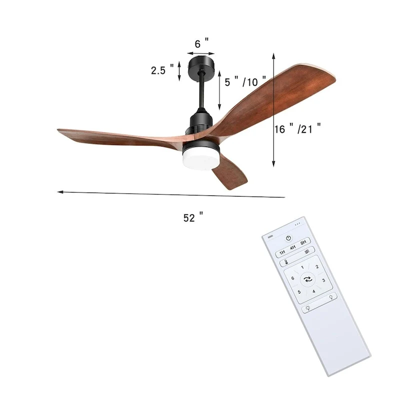 Ceiling Fan Light With 6 Speed Remote