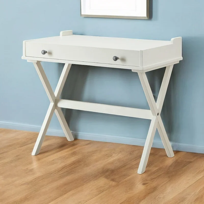 HomeRoots 34 Antiqued White Wood Flip Top Desk