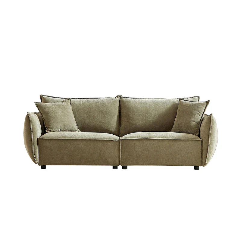 Light Green 88 Chenille 3-Seater Sofa with 2 Extra Pillows and Thickly Padded Seat