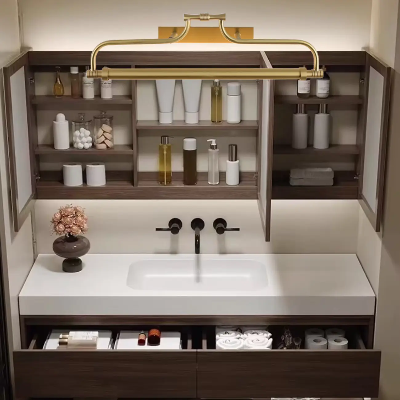 Geometric Gold Metal Vanity Light with LED