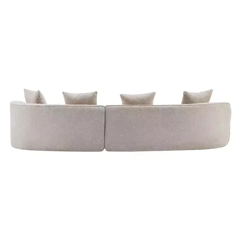 Christopher Knight Home Hailey 126 Modern Boucle Upholstered 5 Seater Curved Sectional Sofa with Pillows
