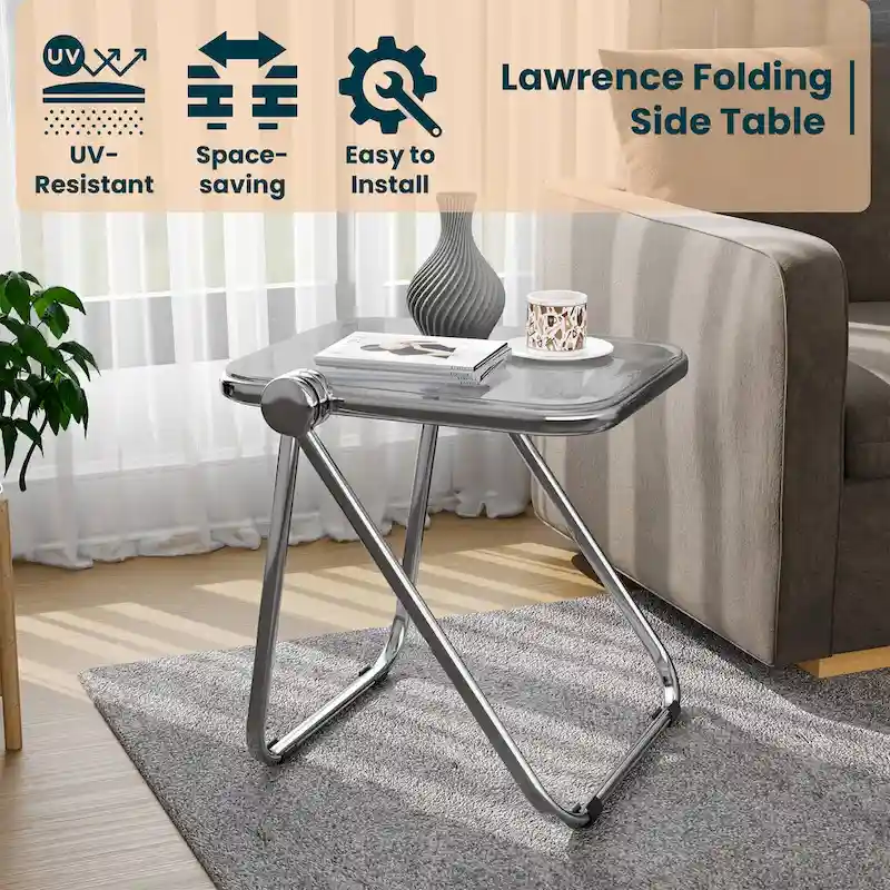 LeisureMod Lawrence Rectangular Folding Table with Aluminum Frame - 16.73
