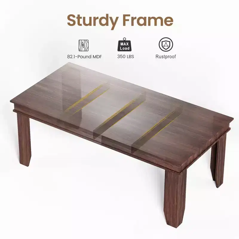 Farmhouse Dining Table 70.87 Inch,Brown Kitchen Table Seats 6-8 People