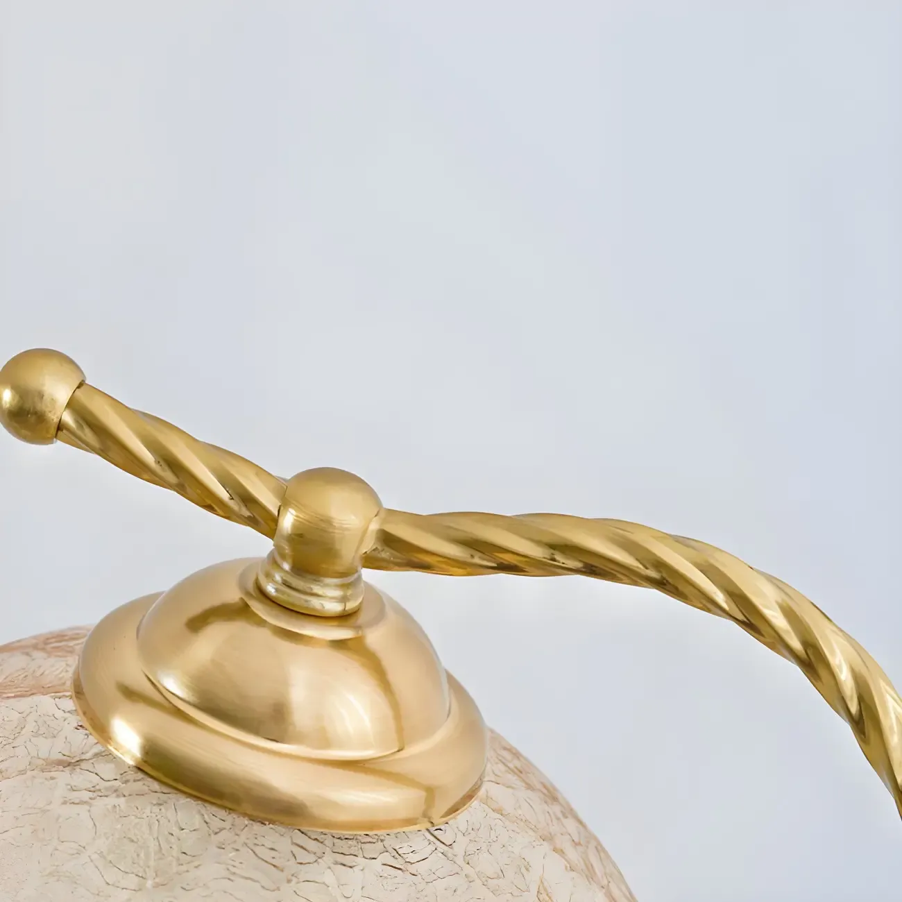 Exquisite Brown Glass Curved Arm Flower Shaped Table Lamp