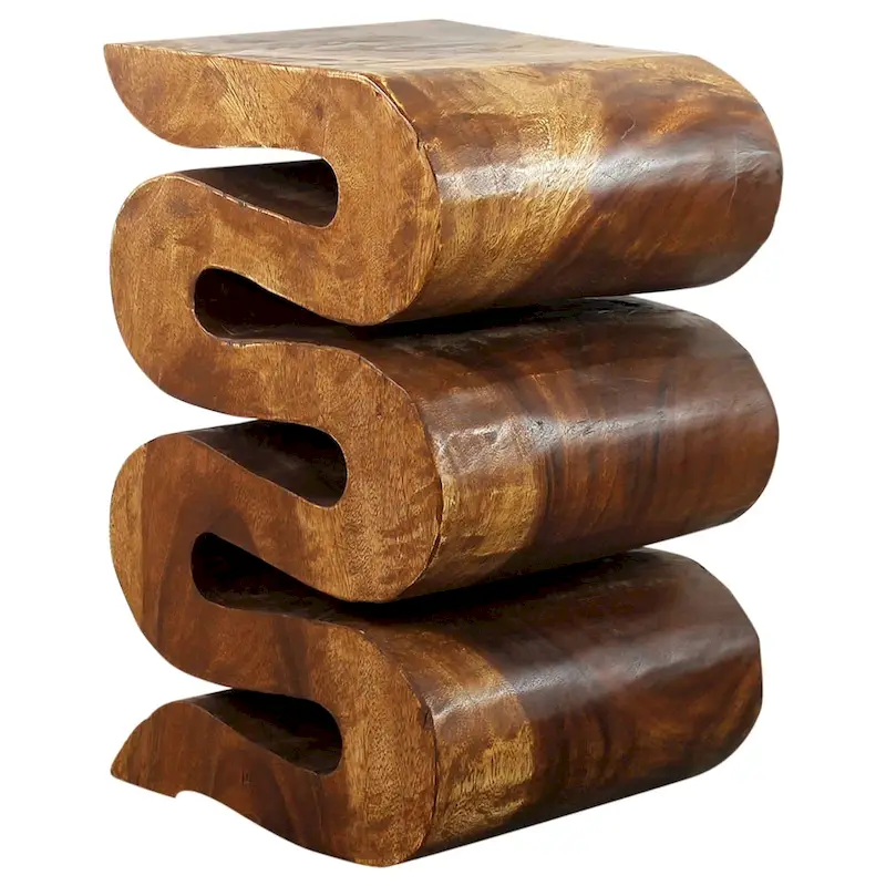 Haussmann Wood Wave Verve Accent Snake Table 12x14x20 in H Walnut Oil - 12 x 14 x 20