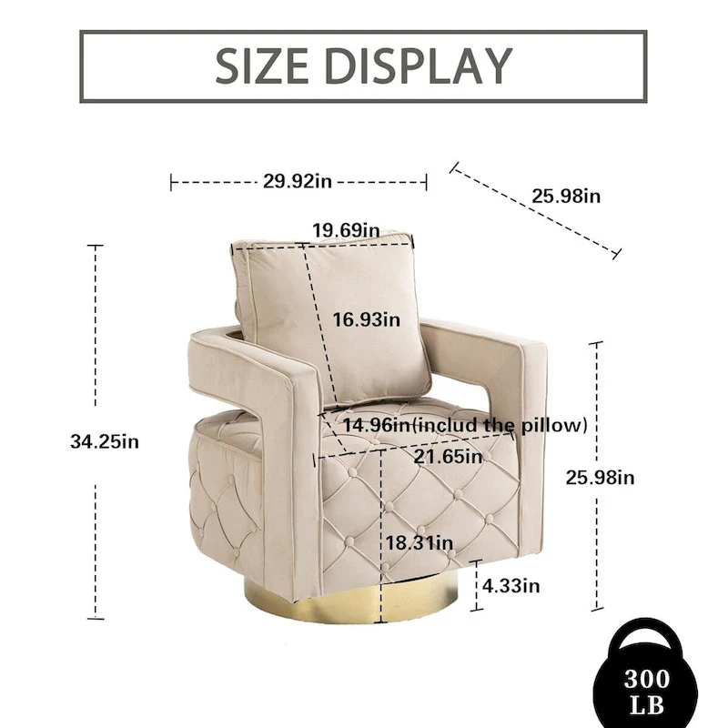 Fabric pull buckle living room rotating leisure chair, reception and negotiation chair