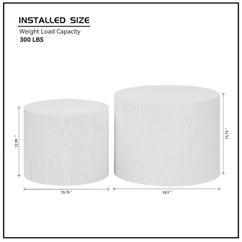 Round Nesting Tables Set, Coffee & End Tables, No Assembly