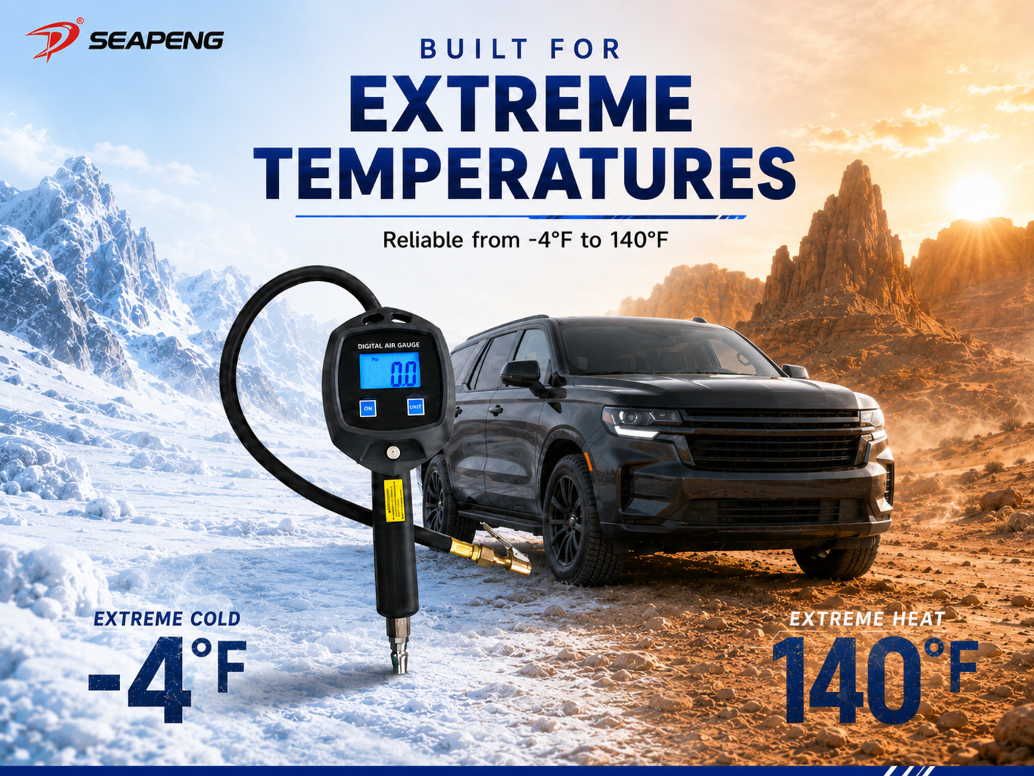 SEAPENG BW-L01 handheld tire pressure gauge for trucks and motorcycles
