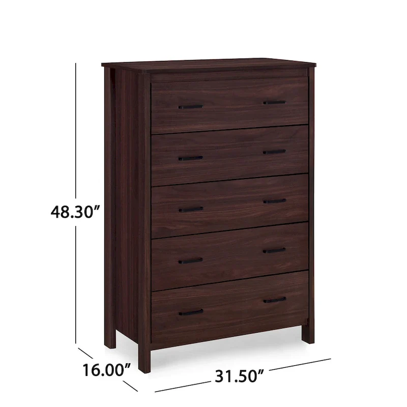 5 Drawer Chest,Sonoma Gray Oak/Walnut