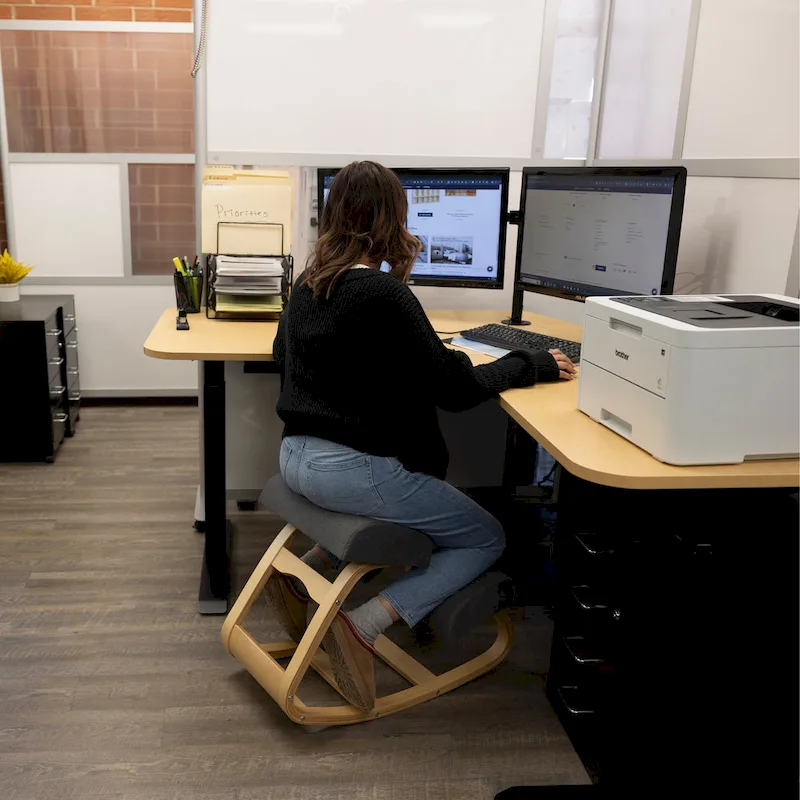 RRI Goods Ergonomic Kneeling Chair, Posture Support Comfortable Padded Office Chair, Angled Rocking Stool