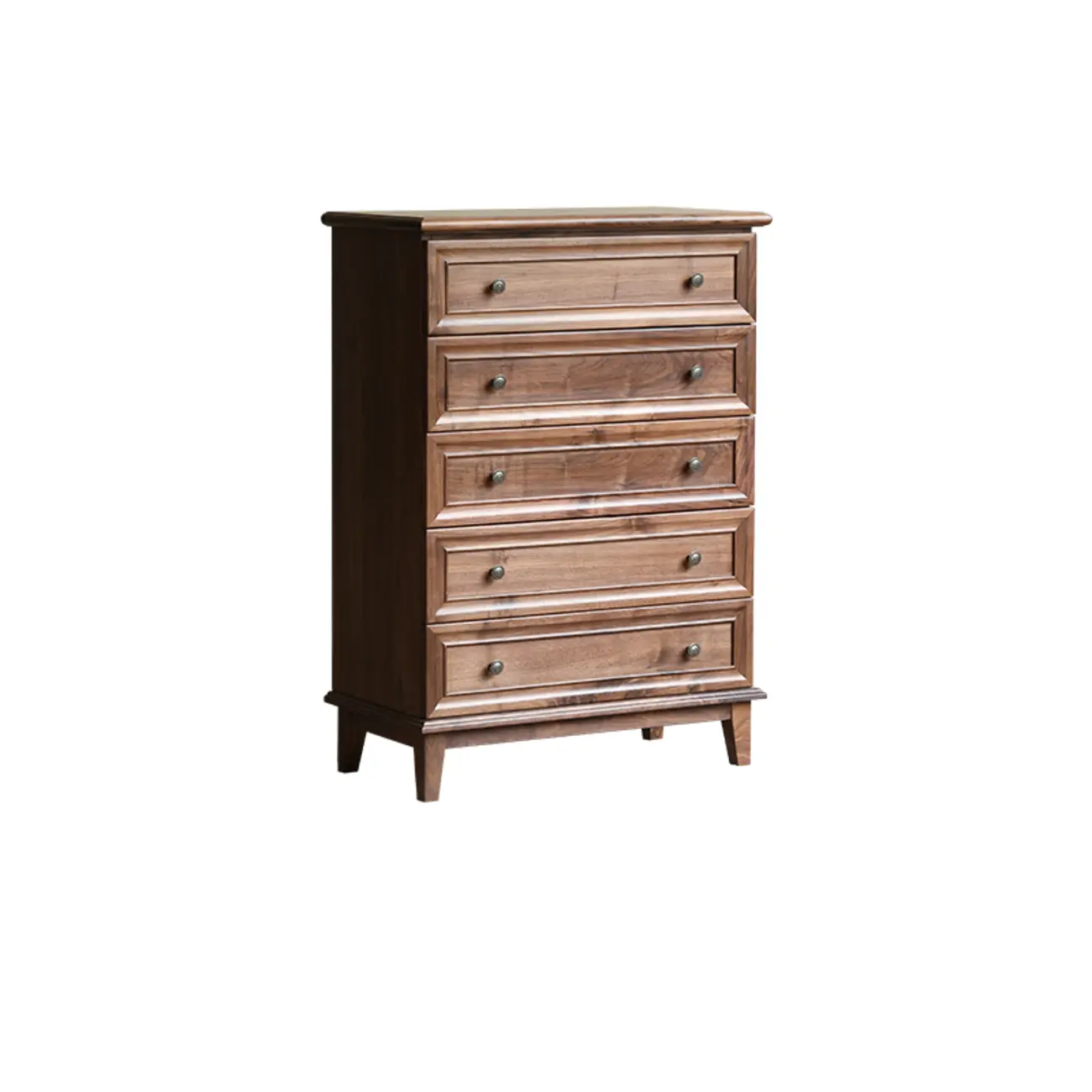 Contemporary Brown Wooden Chest with 5-Drawers for Bedroom