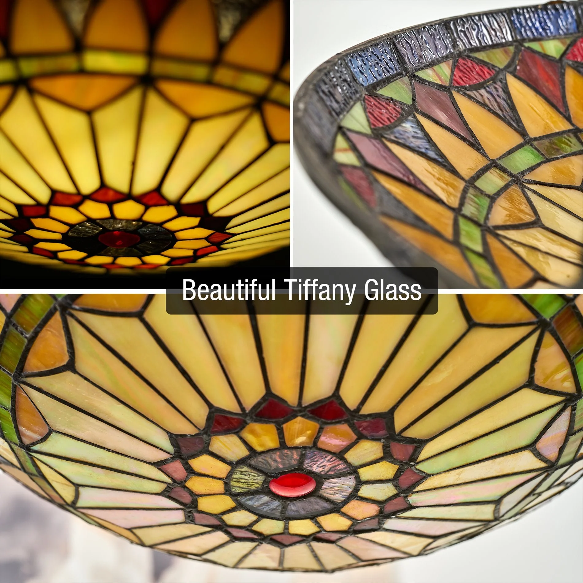 Mateo 16 2-Light Tiffany Glass Flush Mount Ceiling Light