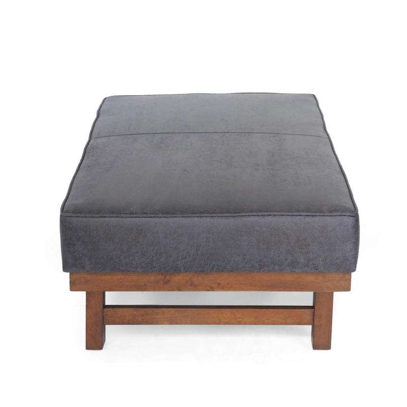 Hillman Modern Microfiber Cocktail Ottoman with Wood Frame by Christopher Knight Home