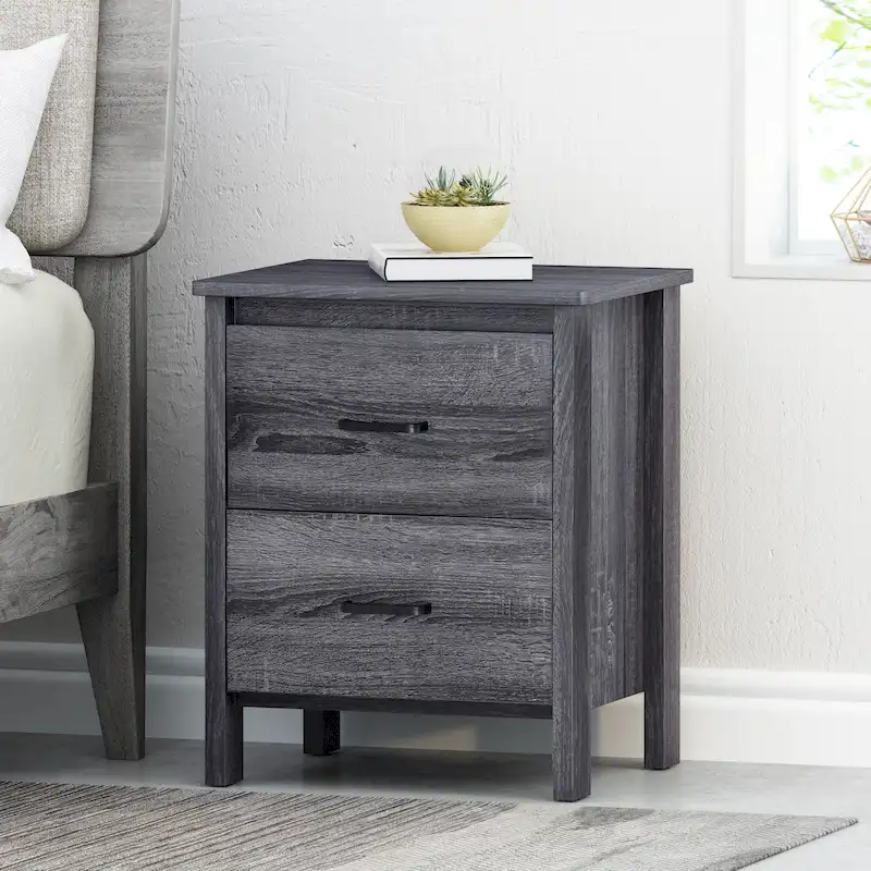 Olimont Contemporary 2 Drawer Nightstand