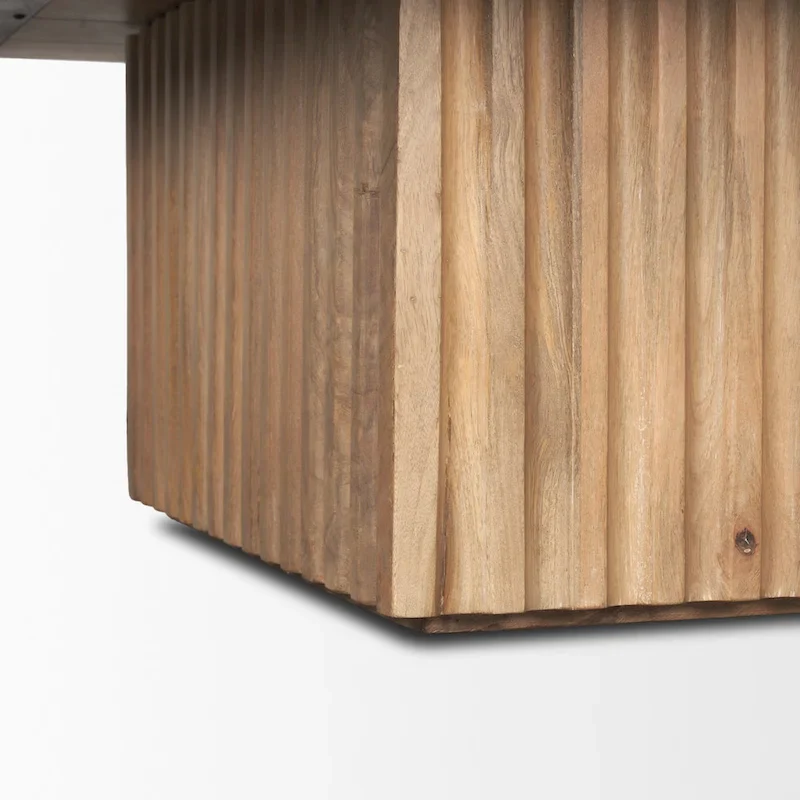 June Light Brown Wood w/ Fluting Square Coffee Table