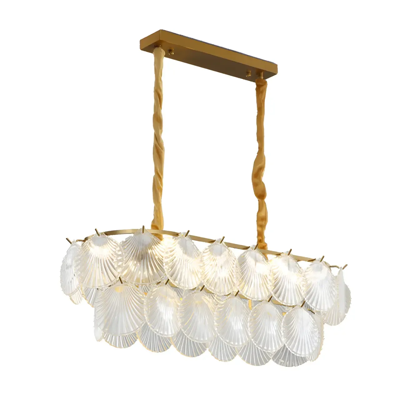 Modern Gold Glass Island Chandelier with 8 Lights