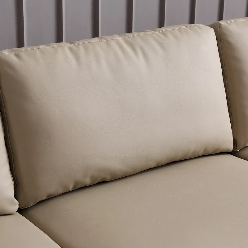 Reversible Chaise Sofa, Suede Fabric, Metal Legs, Spring Coils, Light Brown/Brown/Grey/Blue/Beige