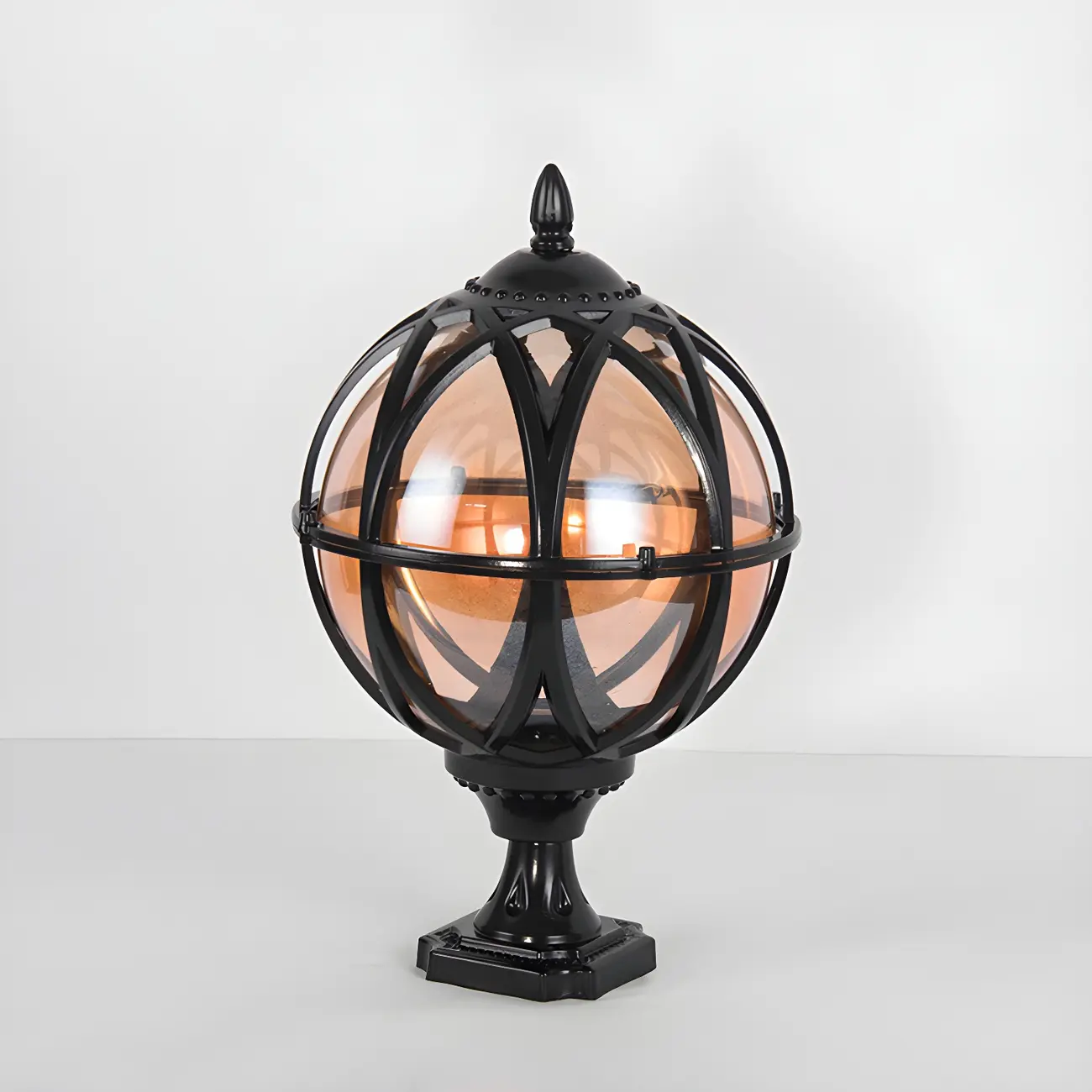 Retro Metal Glass Globe Post Cap Light