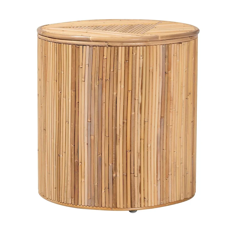 Milagra Modern Bohemian Natural Rattan End Table
