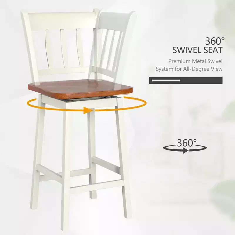 Costway 4PCS Bar Stool 24.5'' Swivel Counter Height Chair w/ Footrest
