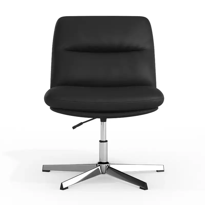 Merrick Lane Mid-Back Height-Adjustable Stationary Armless Swivel Office Chair - Padded Upholstered Wide Back and Seat, Strong Frame