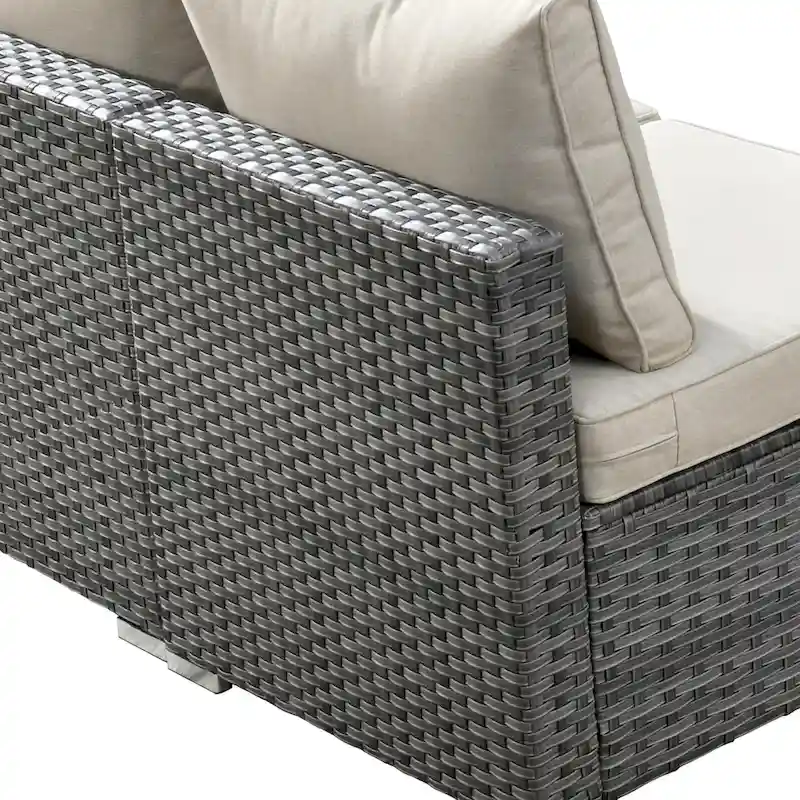 HOOOWOOO 10-piece Grey Rattan Patio Furniture Set with Fire Pit