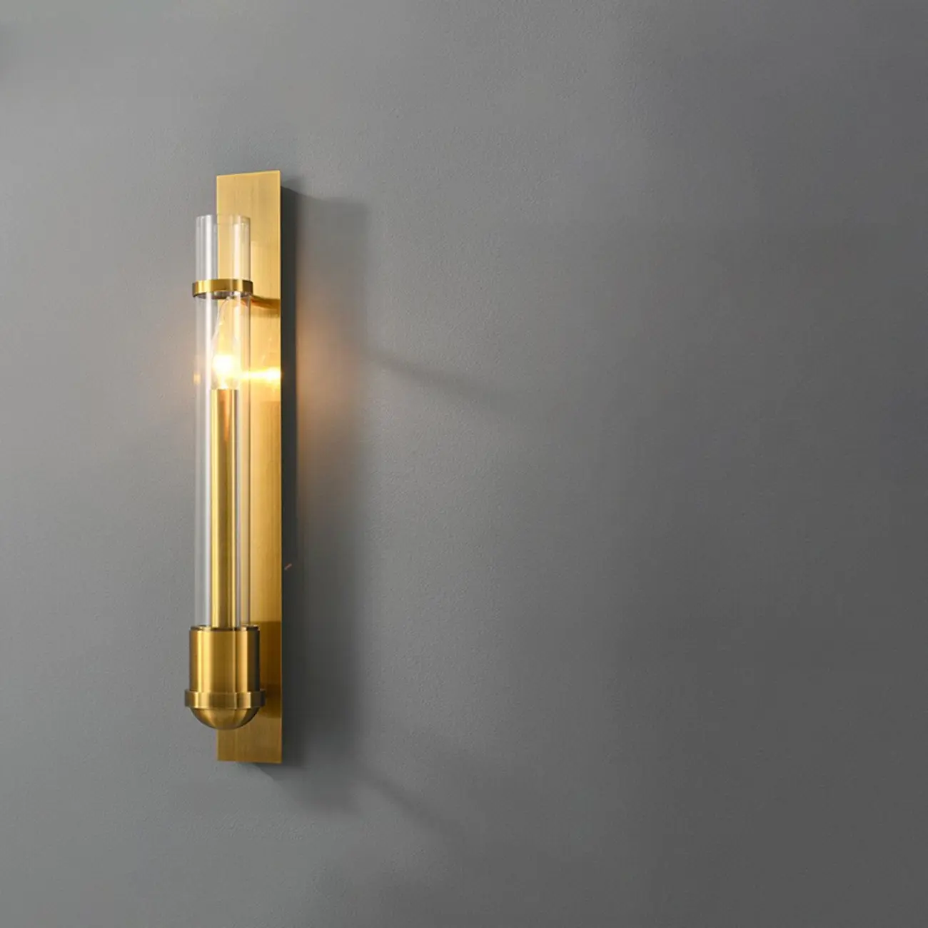 Medium Cylinder Glass Gold LED Wall Sconce Light Fixture