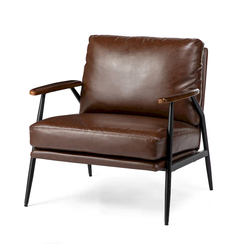 Glitzhome 28 W Mid-century Modern Soft PU Leather Accent Armchair - 28  W x 31  D x 30.75  H