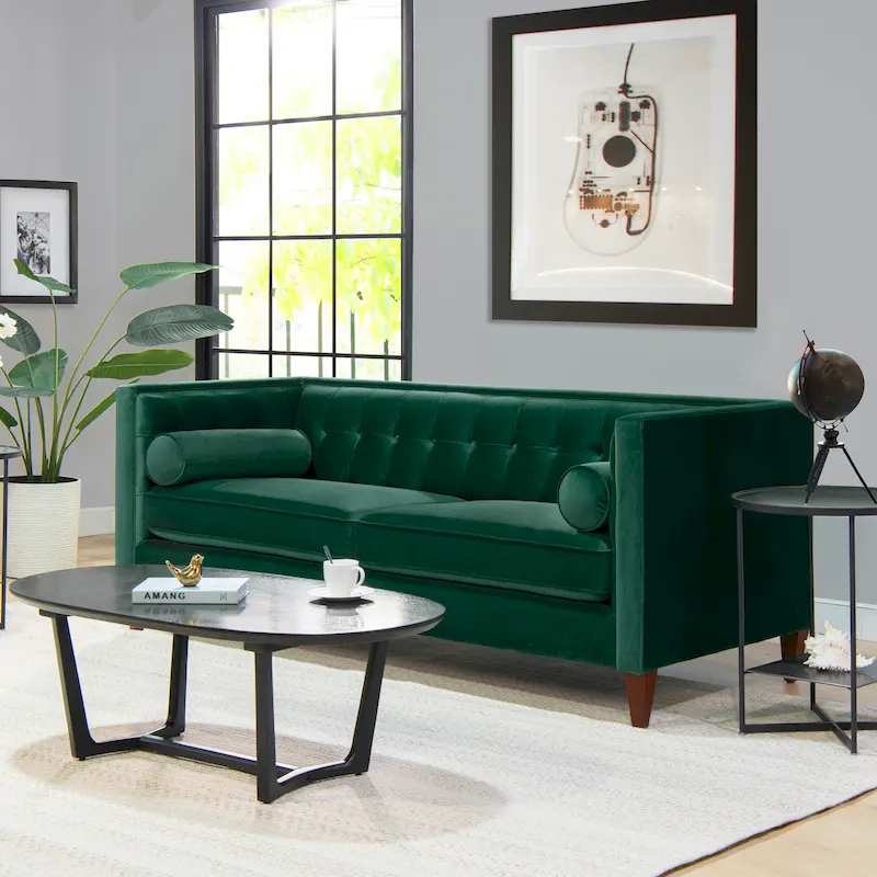 Modern Upholstered Tufted Swallowtail Sofa