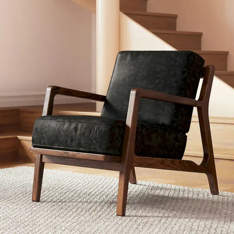 Poly & Bark Verity Leather Lounge Chair - Full Grain Genuine Italian Leather