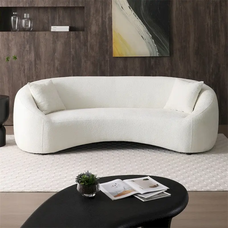 Minimalist 3 Seater Velvet Curved Sofa