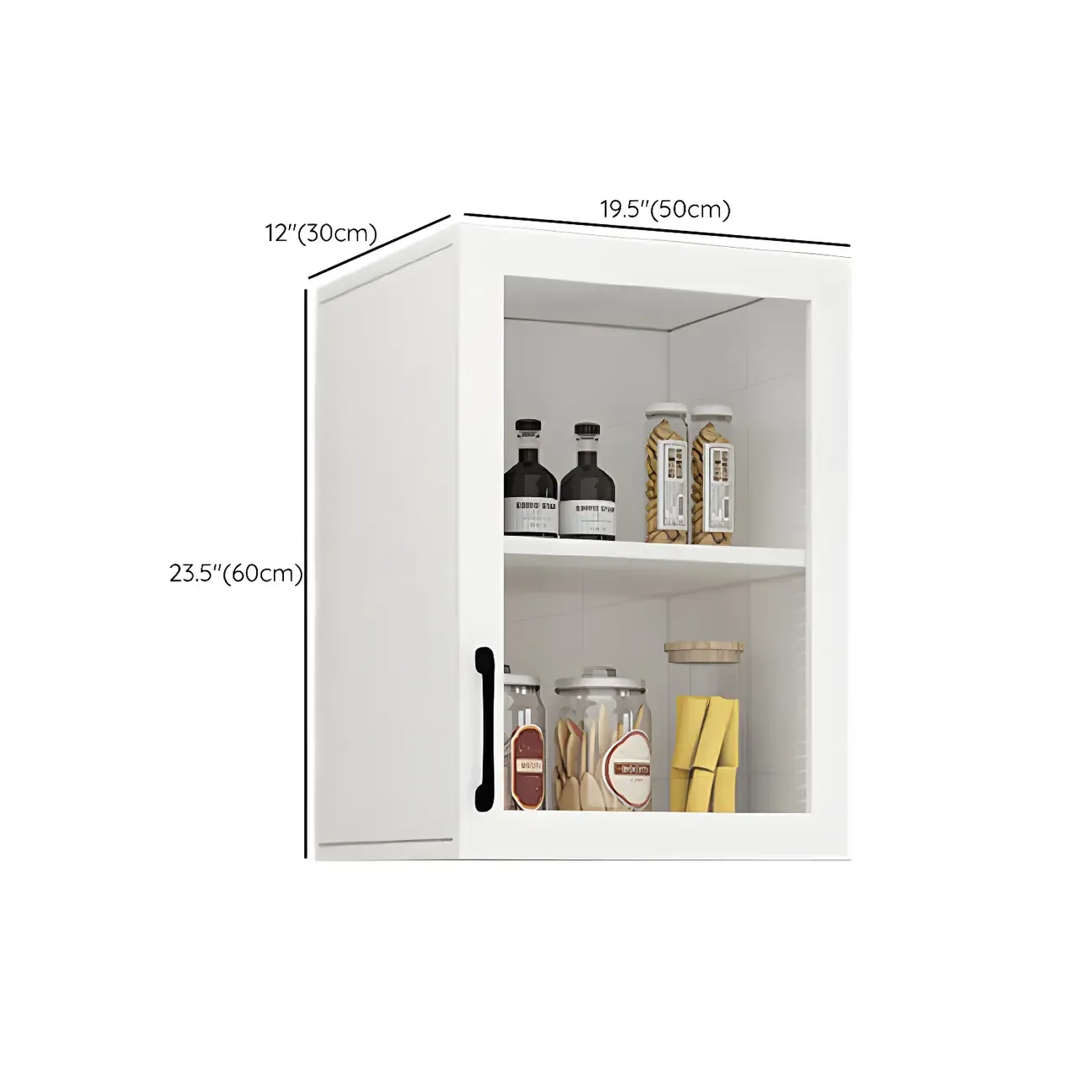 White Rectangular Wall-Mounted Wood China Cabinet