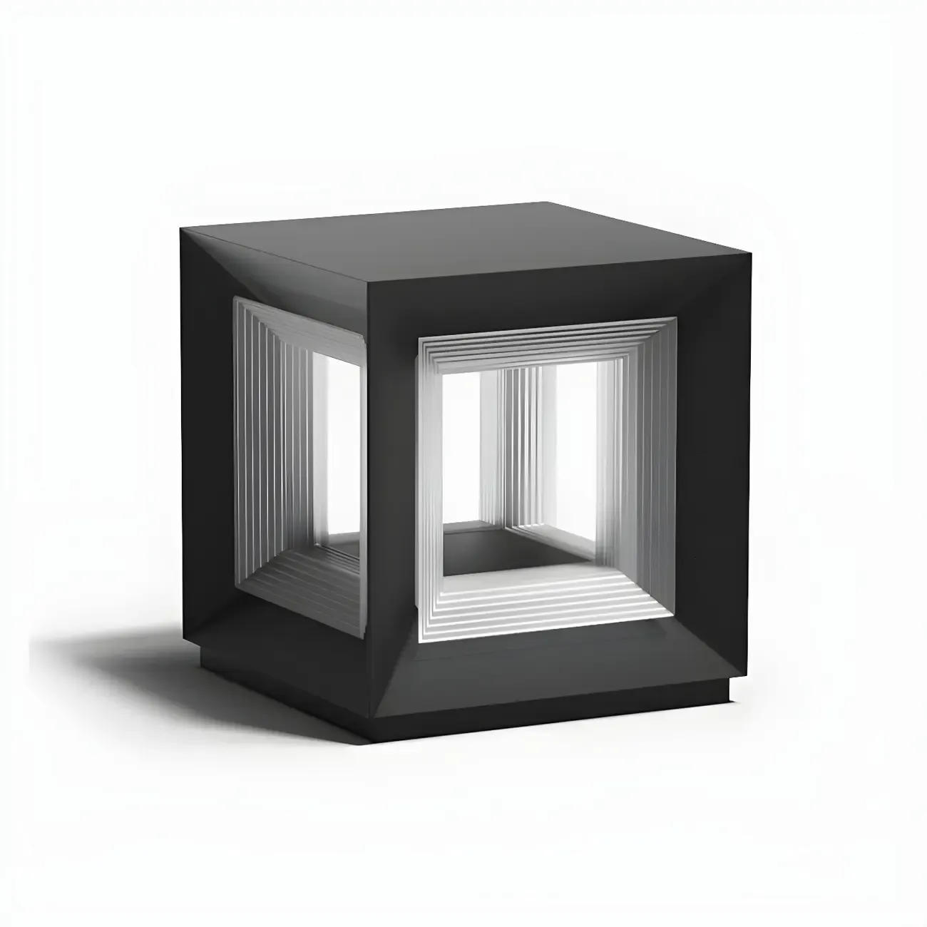 Modern Metal Black Geometric LED Post Cap Light